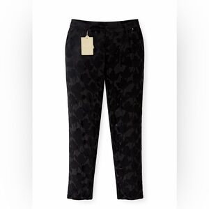 Anthropologie Black Patterned Velvet Women's Pants